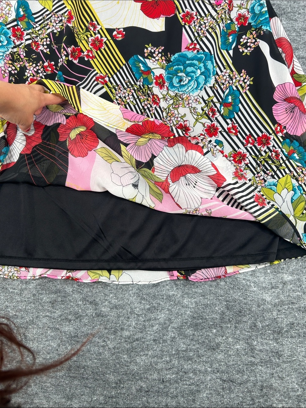Betsey Johnson Multicolor Floral & Stripe Dress - Pink, Black, Turquoise Size 2 - Picture 4 of 11